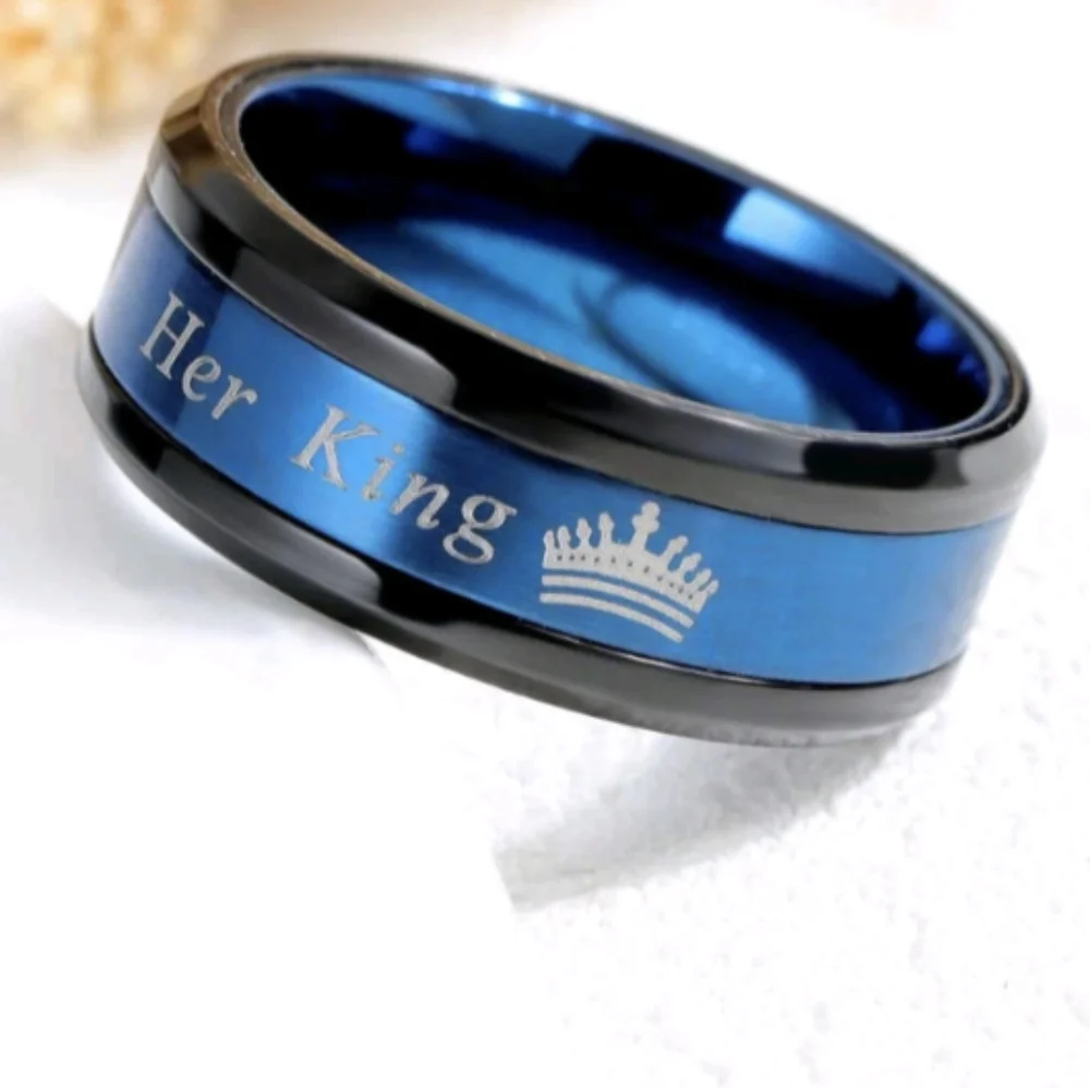 Couple Wedding Set Matching King & Queen Rings Engagement/Wedding Band Stainless